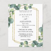 Budget Weddenschap Invite Rustic foliage eucalyptu