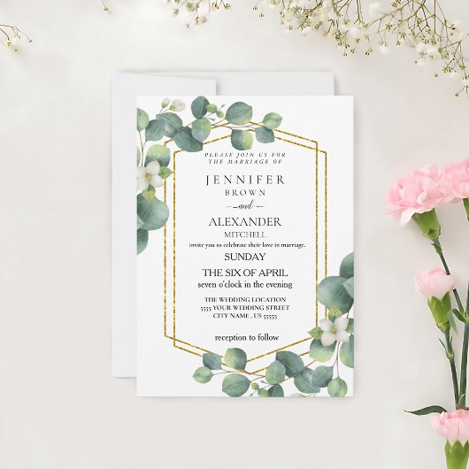 Budget Weddenschap Invite Rustic foliage eucalyptu Kaart