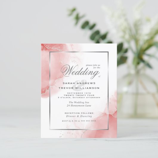 Budget Weddenschap Koraal Roos Silver Abstract (Staand voorkant)