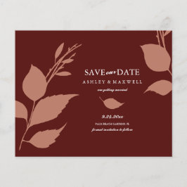 Budget Weddenschap Maroon Save the Date Flyer
