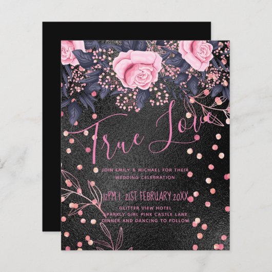 Budget Weddenschap Metallic look Rosegold Pink Flo (Voorkant / Achterkant)