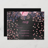 Budget Weddenschap Metallic look Rosegold Pink Flo Uitnodiging Briefkaart (Voorkant / Achterkant)