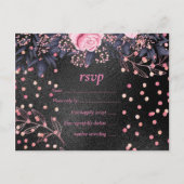 Budget Weddenschap Metallic look Rosegold Pink Flo Uitnodiging Briefkaart (Voorkant)