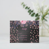 Budget Weddenschap Metallic look Rosegold Pink Flo Uitnodiging Briefkaart (Staand voorkant)