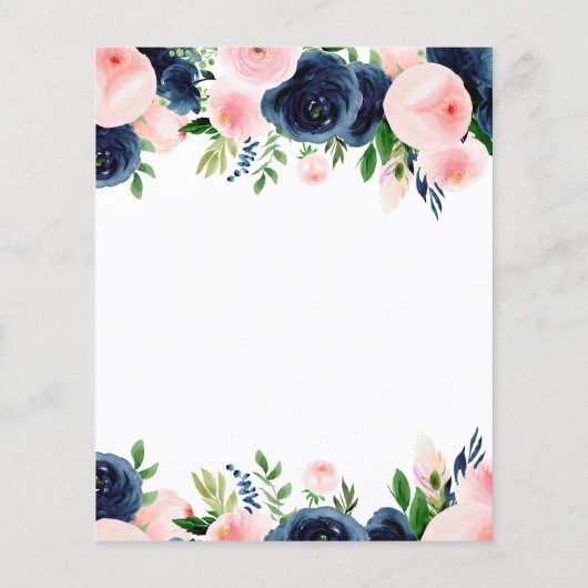 Budget Weddenschap Navy Blue Blush Pink Floral (Achterkant)