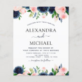 Budget Weddenschap Navy Blue Blush Pink Floral (Voorkant)