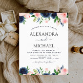 Budget Weddenschap Navy Blue Blush Pink Floral