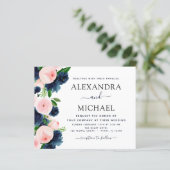 Budget Weddenschap Navy Blue Blush Pink Floral (Staand voorkant)