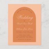 Budget Weddenschap Oranje Arch Calligraphy Invitat (Voorkant)