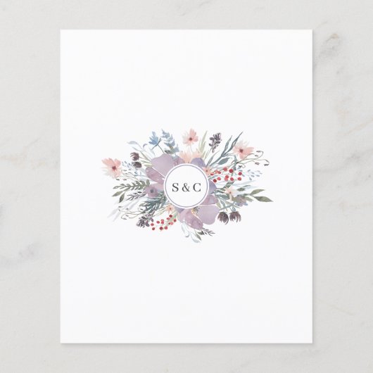 Budget Weddenschap Paarse Waterverf Floral Uitnodi (Achterkant)