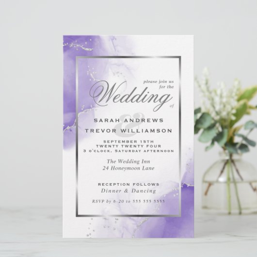 Budget Weddenschap Rainbow Violet Silver Abstract (Staand voorkant)