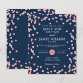 Budget Weddenschap Roos Gold Glitter Navy Invite (Voorkant / Achterkant)