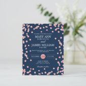 Budget Weddenschap Roos Gold Glitter Navy Invite (Staand voorkant)
