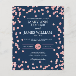 Budget Weddenschap Roos Gold Glitter Navy Invite