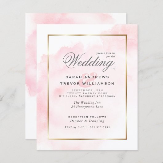 Budget Weddenschap Roos Roze Waterverf Wash (Voorkant / Achterkant)