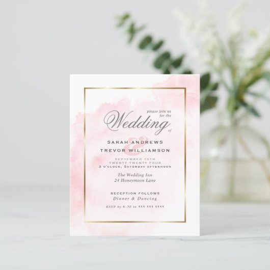 Budget Weddenschap Roos Roze Waterverf Wash (Staand voorkant)