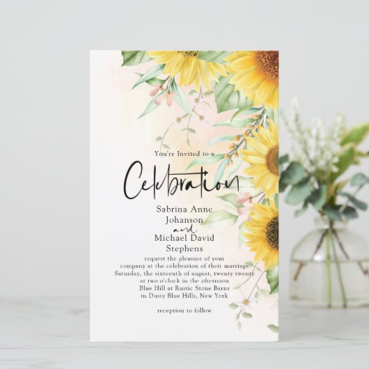 Budget Weddenschap Rustic Golden Yellow Sunflower (Staand voorkant)