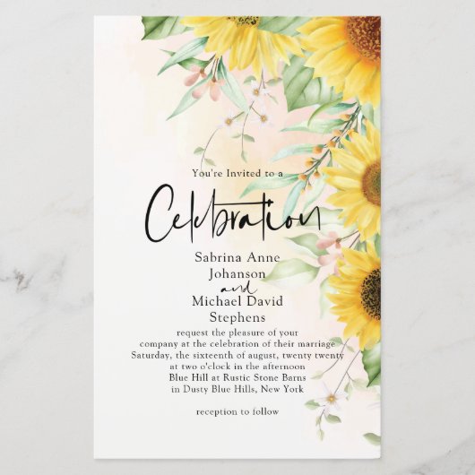 Budget Weddenschap Rustic Golden Yellow Sunflower (Voorkant)