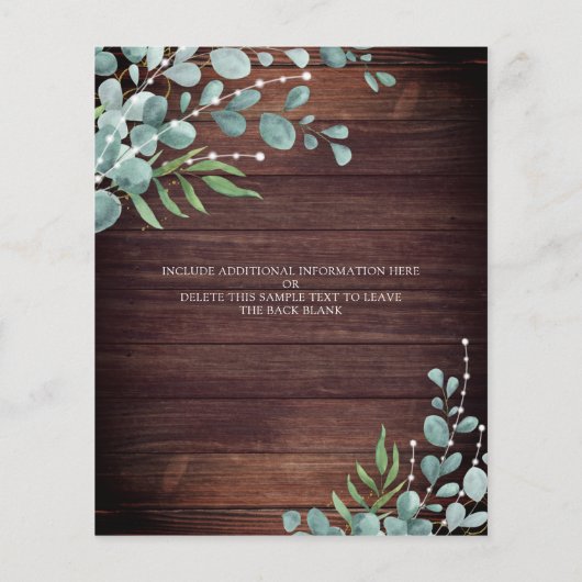 Budget Weddenschap Rustic Wood Licht Greenery Invi (Achterkant)