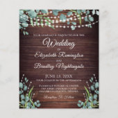 Budget Weddenschap Rustic Wood Licht Greenery Invi (Voorkant)