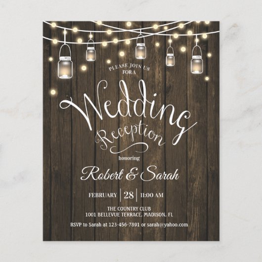 Budget Weddenschap - Rustic Wood & Lichten Flyer (Voorkant)