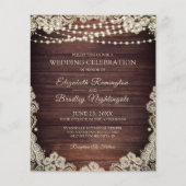 Budget Weddenschap Rustic Wood Lights Uitnodiging (Voorkant)