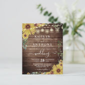 Budget Weddenschap Rustic Wood Sunflower Licht Jar (Staand voorkant)