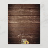 Budget Weddenschap Rustic Wood Sunflower Licht Jar (Achterkant)