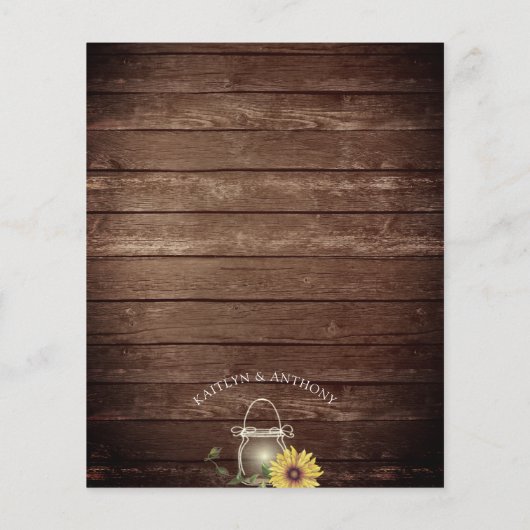 Budget Weddenschap Rustic Wood Sunflower Licht Jar (Achterkant)