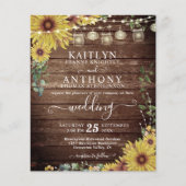 Budget Weddenschap Rustic Wood Sunflower Licht Jar (Voorkant)