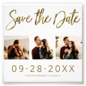 Budget Weddenschap Save the Date 3 Photo Collage Foto Afdruk (Voorkant)