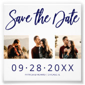 Budget Weddenschap Save the Date 3 Photo Collage Foto Afdruk (Voorkant)