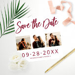 Budget Weddenschap Save the Date 3 Photo Collage Foto Afdruk<br><div class="desc">OPMERKING: dit budget,  met uitzondering van de datum waarop geen enveloppen zijn opgenomen,  kan worden overgedragen naar 5x7 uitnodigingen of briefkaarten.</div>