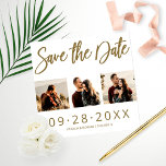 Budget Weddenschap Save the Date 3 Photo Collage Foto Afdruk<br><div class="desc">OPMERKING: dit budget,  met uitzondering van de datum waarop geen enveloppen zijn opgenomen,  kan worden overgedragen naar 5x7 uitnodigingen of briefkaarten.</div>