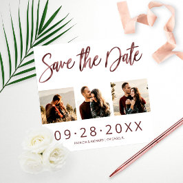 Budget Weddenschap Save the Date 3 Photo Collage Foto Afdruk