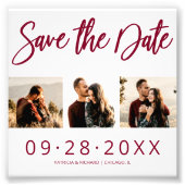 Budget Weddenschap Save the Date 3 Photo Collage Foto Afdruk (Voorkant)