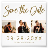 Budget Weddenschap Save the Date 3 Photo Collage Foto Afdruk (Voorkant)