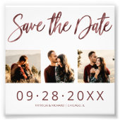 Budget Weddenschap Save the Date 3 Photo Collage Foto Afdruk (Voorkant)