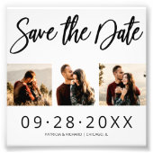 Budget Weddenschap Save the Date 3 Photo Collage Foto Afdruk (Voorkant)