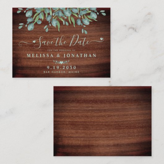 Budget Weddenschap Save the Date Rustic Eucalyptus Notitiekaartje (Voorkant / Achterkant)