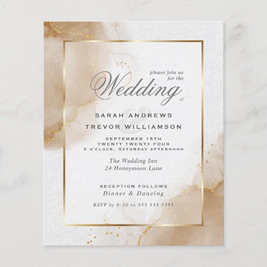 Budget Weddenschap Soft Brown Gold Abstract gemart (Voorkant)