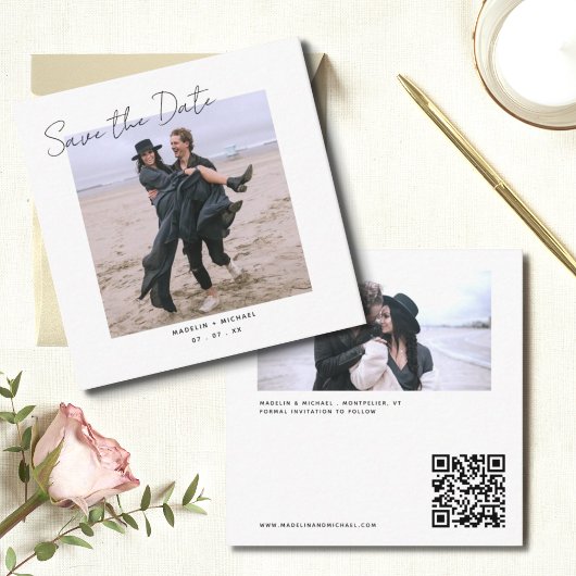 Budget Weddenschap Sparen de Datum QR de Fotokaart Informatiekaartje