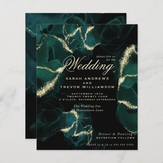 Budget Weddenschap Stunning Emerald Alcohol Ink (Voorkant / Achterkant)