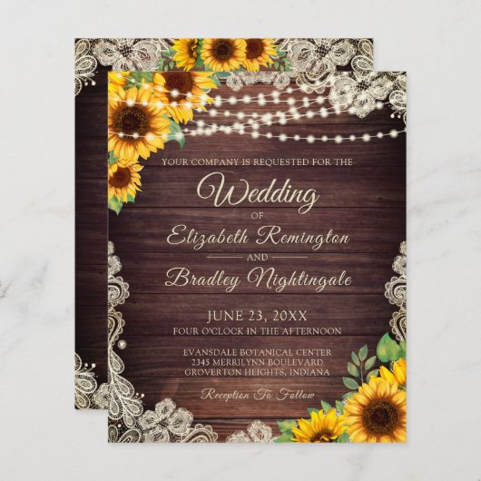 Budget Weddenschap Sunflower Wood Licht Ivory Lace (Voorkant / Achterkant)