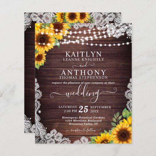 Budget Weddenschap Sunflower Wood String Lights La (Voorkant / Achterkant)