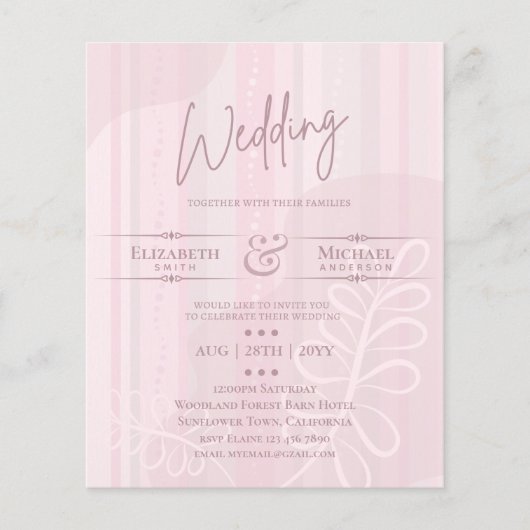 BUDGET Weddenschap Uitnodigen Roos Abstract (Voorkant)