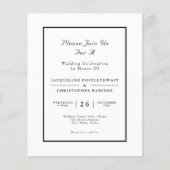 Budget Weddenschap Uitnodiging Elegant Black White Flyer (Voorkant)