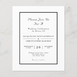 Budget Weddenschap Uitnodiging Elegant Black White Flyer
