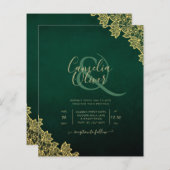 Budget Weddenschap Uitnodiging Emerald Green Gold  (Voorkant / Achterkant)