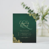 Budget Weddenschap Uitnodiging Emerald Green Gold  (Staand voorkant)